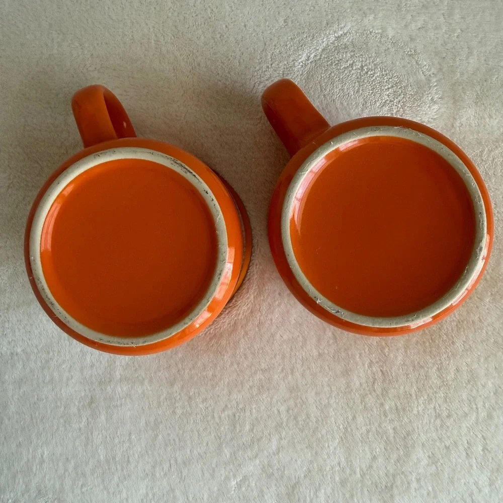 Set of 2‎ BULLEIT Whiskey Bourbon Ceramic Orange Mug Cups Coffee Hot Toddy Cup